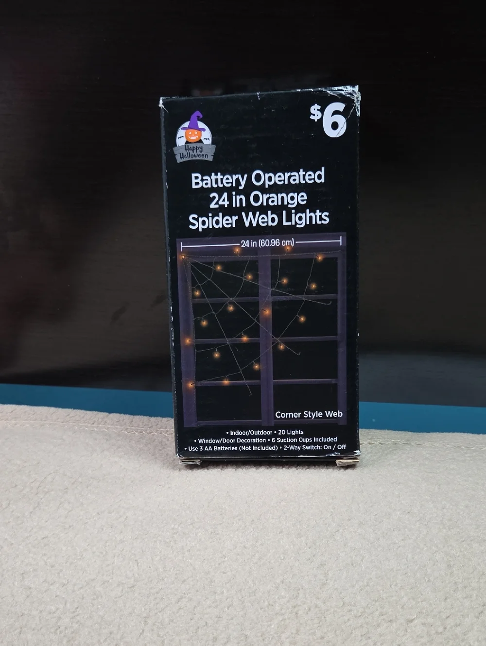 Battery Operated 24 in Orange Spider Web Lights